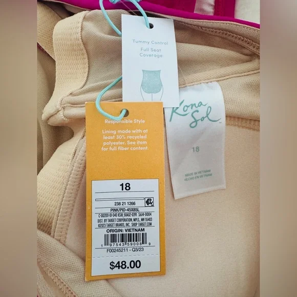 Kona Sol Women Full Coverage Tummy Control One Piece Swimsuit - NWT - Picture 7 of 11